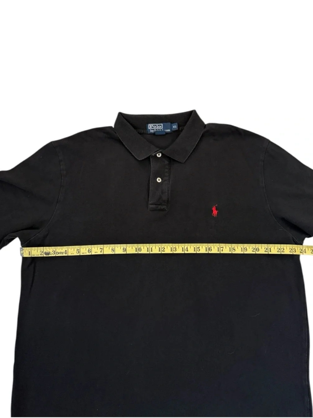 Vintage 90s Polo Ralph Lauren Black Faded Long Sleeve Polo Shirt XL Red Pony